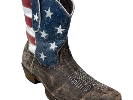 American Beauty Western Shorty Boots By Roper In Blue & Red & White, Size: 8.5 For Discount