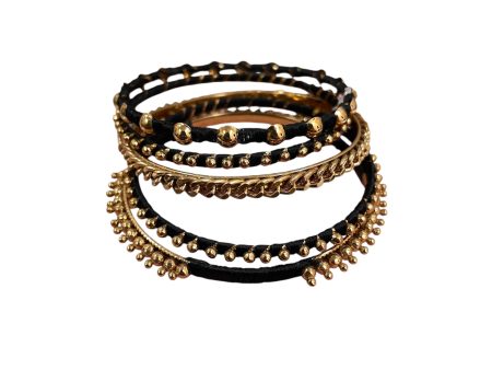 Bracelet Set By Cme In Black & Gold, Size:05 Piece Set Online Sale