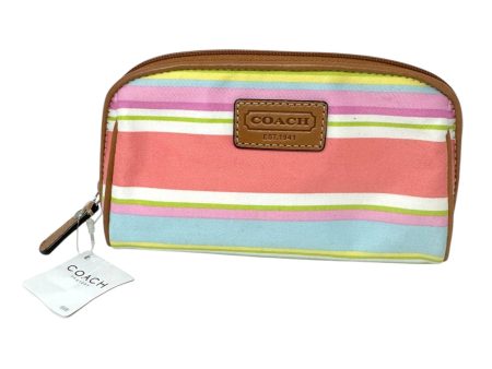 Beach Stripe Makeup Bag Designer By Coach, Size: Small For Sale