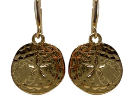 Gold Tone Hammered Sand Dollar Dangle drop Earrings  By Unbranded Cheap