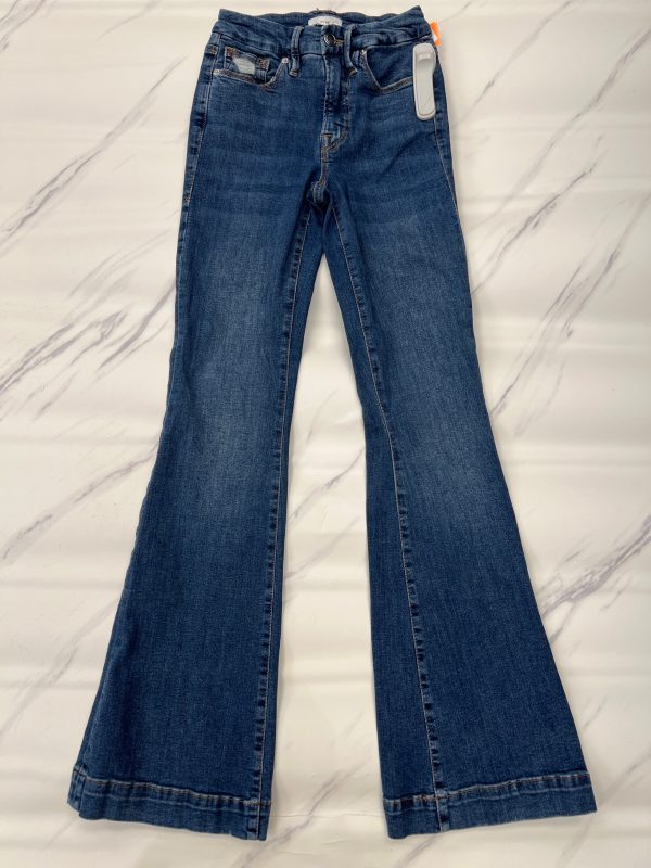 Jeans Flared By Good American In Blue Denim, Size: 0 Online Sale