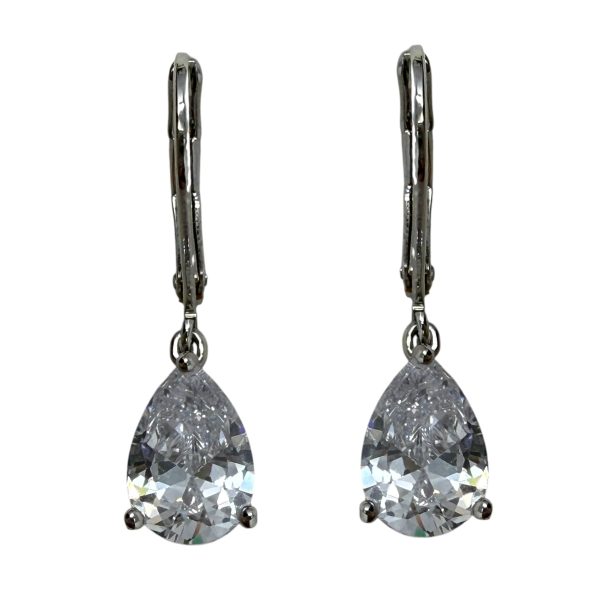 Crystal Teardrop SilverTone Earrings Dangle drop By Unbranded Discount