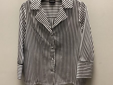 Blouse Long Sleeve By Who What Wear In Black & White, Size: Xs Sale