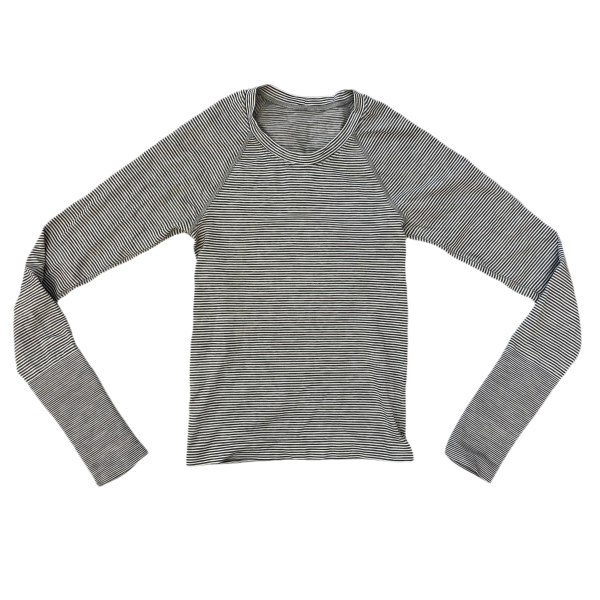 Athletic Top Long Sleeve Crewneck By Lululemon In Black & White, Size: S on Sale