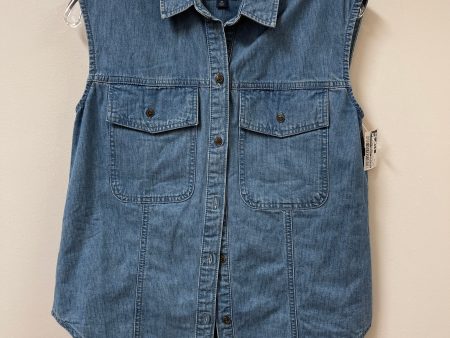 Blouse Sleeveless By Universal Thread In Blue Denim, Size: Xs Fashion