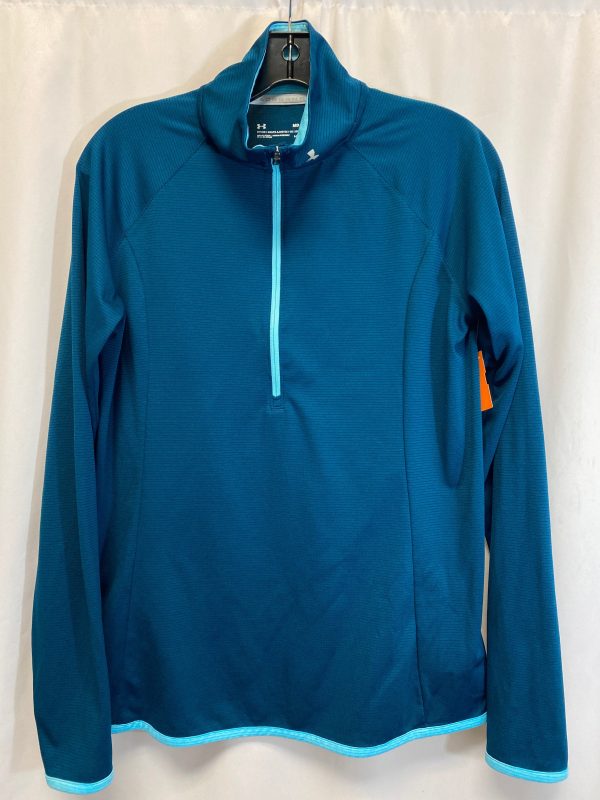 Athletic Top Long Sleeve Collar By Under Armour In Blue, Size: M For Discount