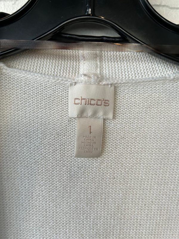 Sweater Cardigan By Chicos In Black & Cream, Size: M Cheap