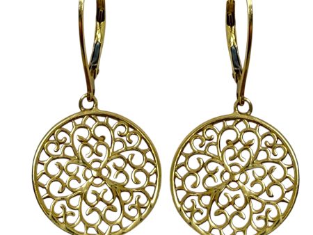 Gold Over Sterling Silver High Polished Medallion Filigree Leverback Earrings By Unbranded For Discount