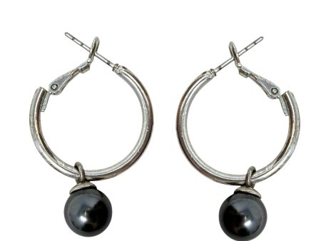 Faux Black Pearl Dangle Hoop Earrings By Unbranded Online Hot Sale