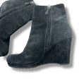 Wedge suede Boots Luxury Designer By Prada In Black, Size: 37 Online Hot Sale