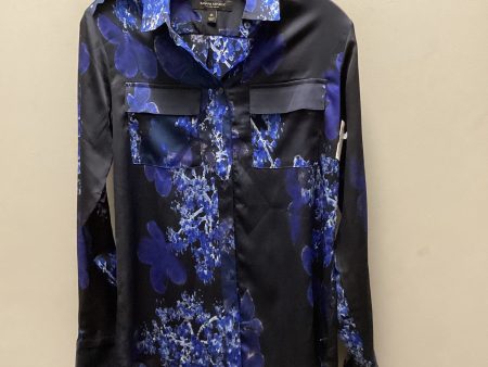 Blouse Long Sleeve By Banana Republic In Black & Blue, Size: Xs Cheap