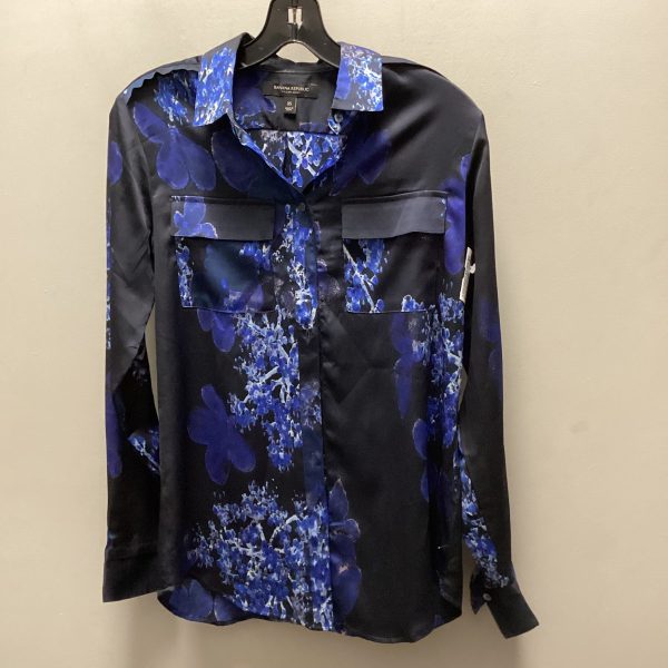 Blouse Long Sleeve By Banana Republic In Black & Blue, Size: Xs Cheap