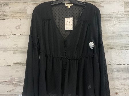 Blouse Long Sleeve By Cotton Bleu In Black, Size: Xl Fashion